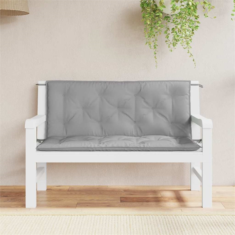 Pemberly Row Polyester Oxford fabric Garden Bench Cushion in Gray (Set of 2)