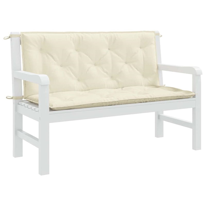 Pemberly Row Contemporary Garden Bench Cushion in Cream White (Set of 2)