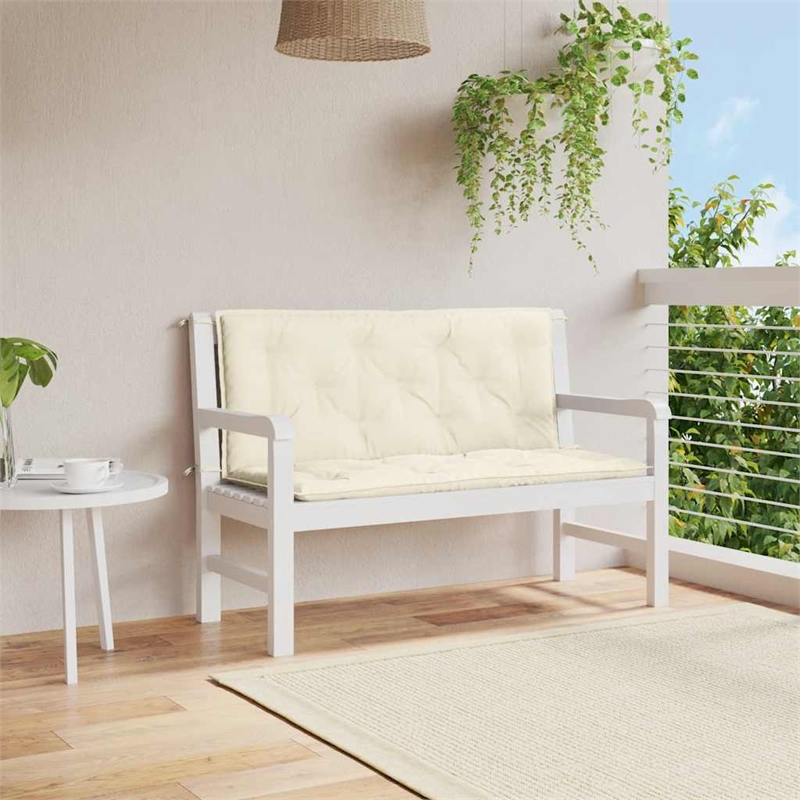 Pemberly Row Contemporary Garden Bench Cushion in Cream White (Set of 2)