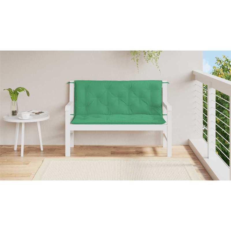 Pemberly Row Polyester Oxford fabric Garden Bench Cushion in Green (Set of 2)
