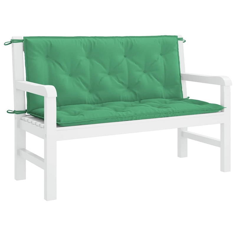 Pemberly Row Polyester Oxford fabric Garden Bench Cushion in Green (Set of 2)