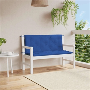 Pemberly Row Polyester Oxford fabric Garden Bench Cushion in Blue (Set of 2)