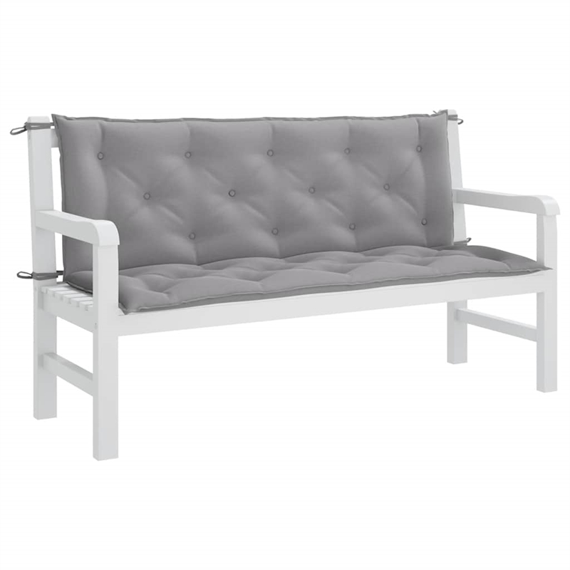 Pemberly Row Polyester Oxford fabric Garden Bench Cushion in Gray (Set of 2)