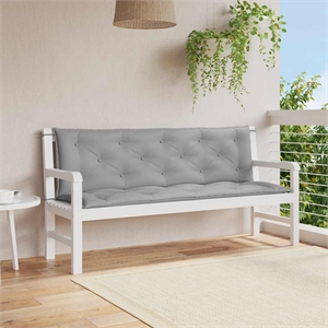 Pemberly Row Polyester Oxford fabric Garden Bench Cushion in Gray (Set of 2)