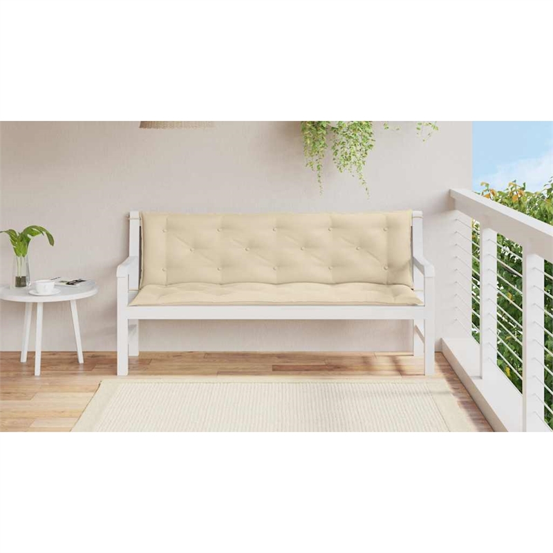 Pemberly Row Polyester Oxford fabric Garden Bench Cushion in Beige (Set of 2)