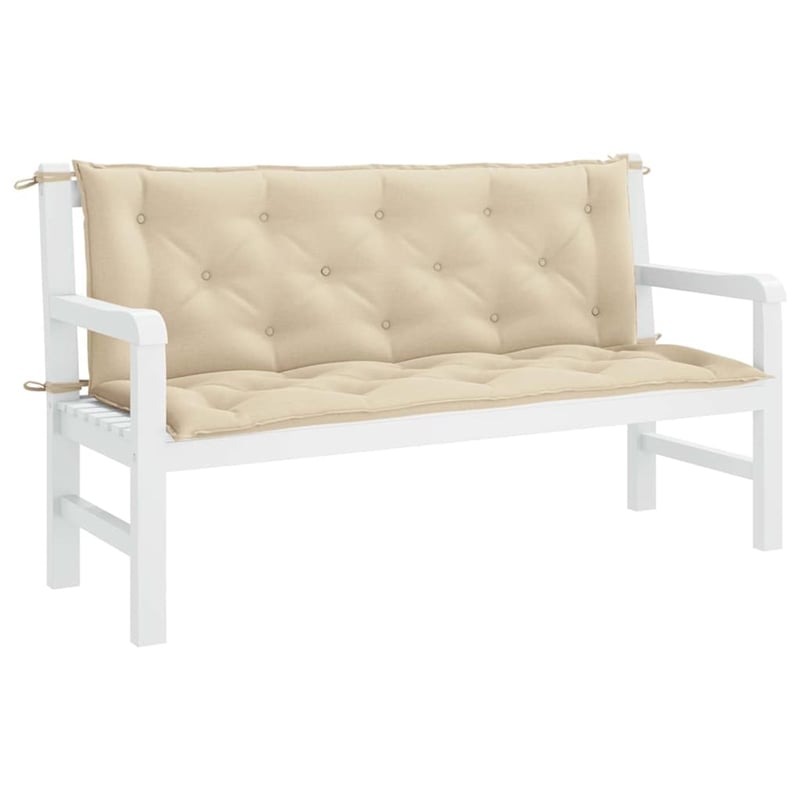 Pemberly Row Polyester Oxford fabric Garden Bench Cushion in Beige (Set of 2)