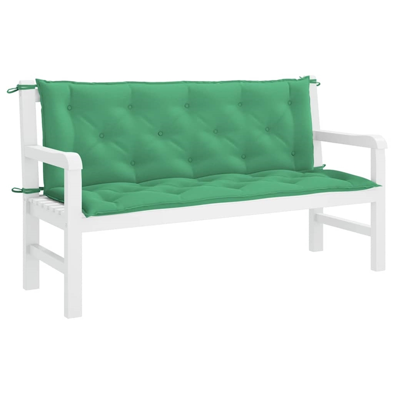 Pemberly Row Polyester Oxford fabric Garden Bench Cushion in Green (Set of 2)