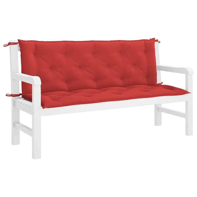 Pemberly Row Polyester Oxford fabric Garden Bench Cushion in Red (Set of 2)