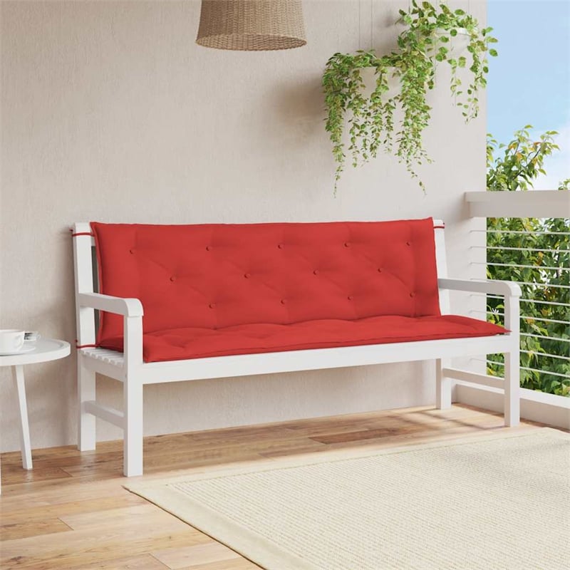 Pemberly Row Polyester Oxford fabric Garden Bench Cushion in Red (Set of 2)