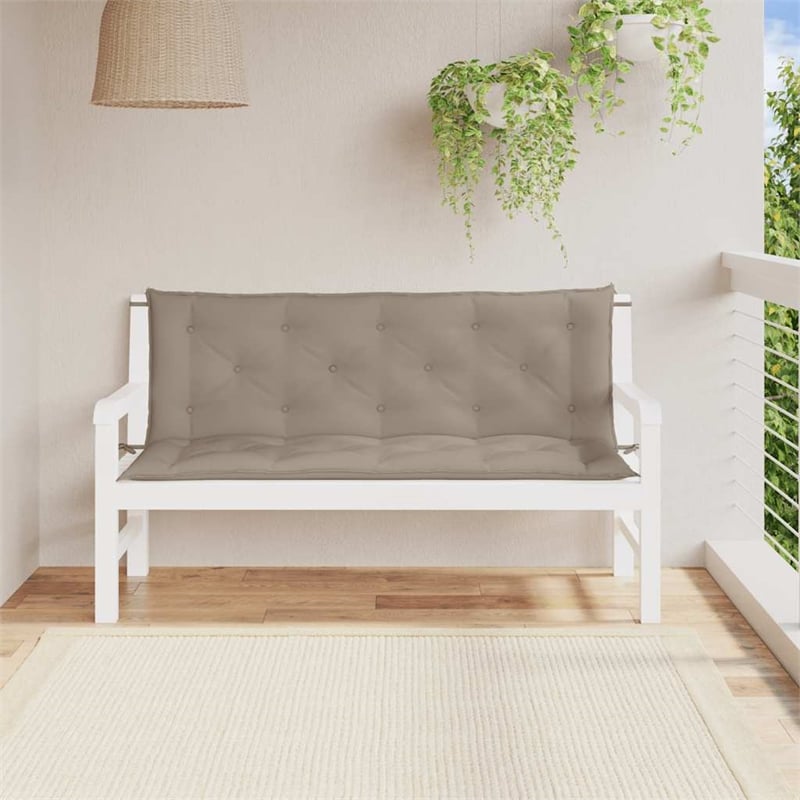 Pemberly Row Polyester Oxford fabric Garden Bench Cushion in Taupe (Set of 2)