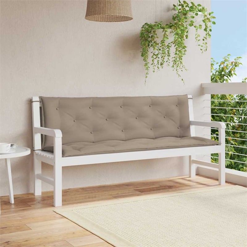 Pemberly Row Polyester Oxford fabric Garden Bench Cushion in Taupe (Set of 2)