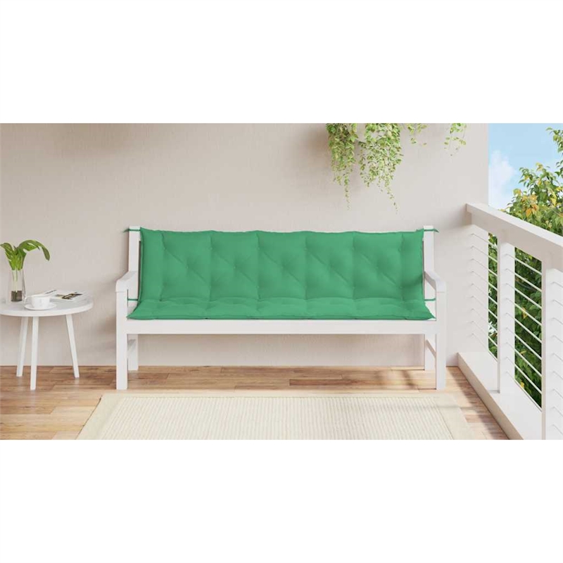 Pemberly Row Hollow fiber Garden Bench Cushion in Green (Set of 2)