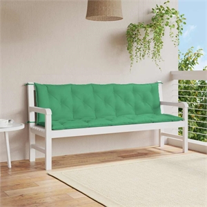 Pemberly Row Hollow fiber Garden Bench Cushion in Green (Set of 2)