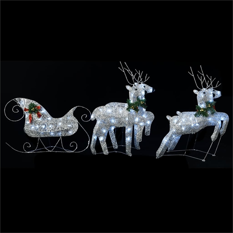 Pemberly Row Reindeer and Sleigh Christmas Decoration in Silver