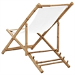 Pemberly Row Bamboo Medium Collapsible Folding Sun Lounger in White
