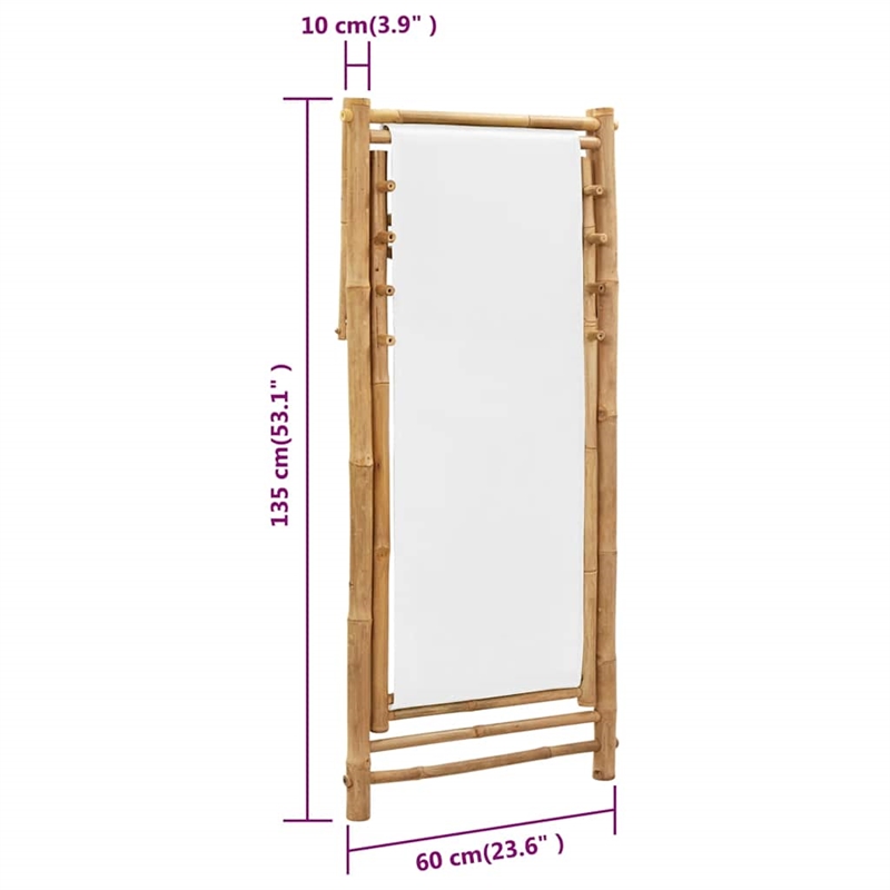 Pemberly Row Bamboo Medium Collapsible Folding Sun Lounger in White