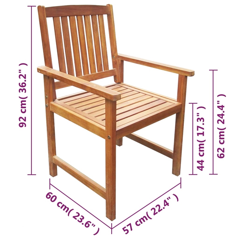 Pemberly Row Durable Solid Acacia Wood Standard Chairs in Brown (Set of 2)