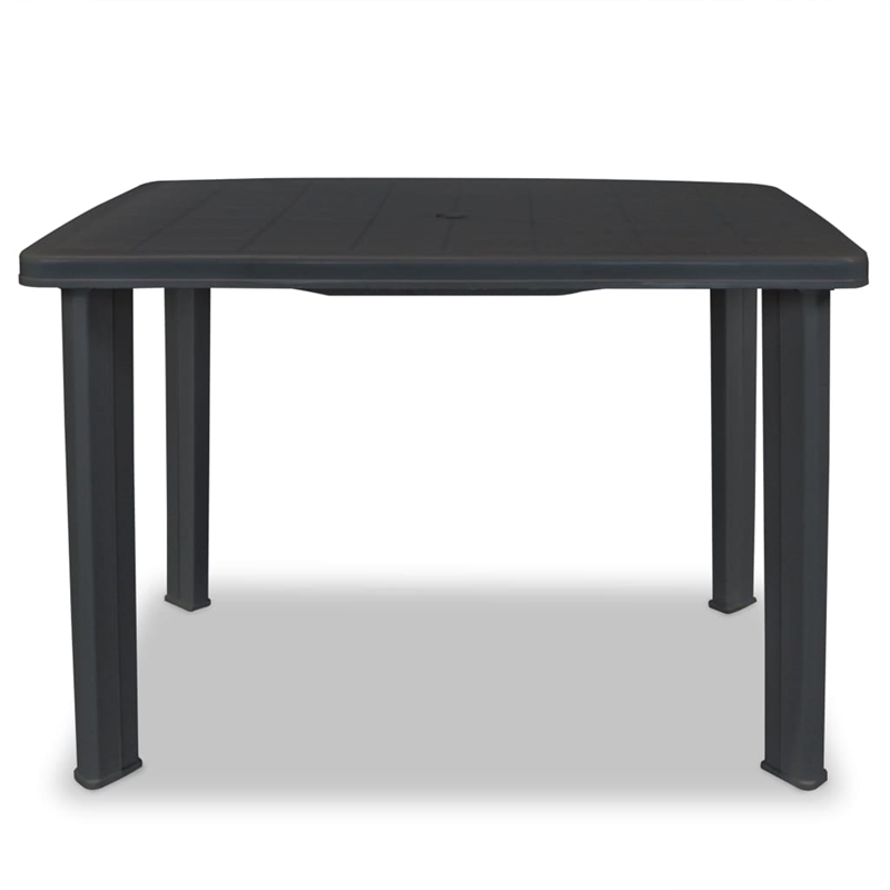 Pemberly Row Outdoor Standard Lightweight Plastic Table in Anthracite