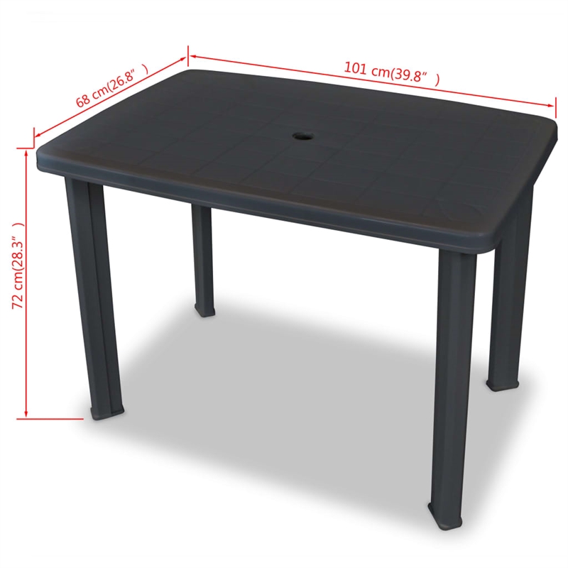 Pemberly Row Outdoor Standard Lightweight Plastic Table in Anthracite