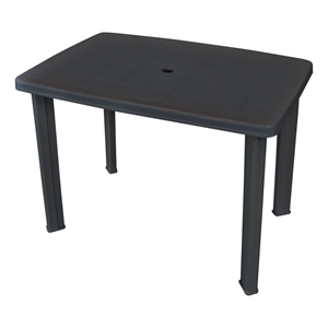 Pemberly Row Outdoor Standard Lightweight Plastic Table in Anthracite