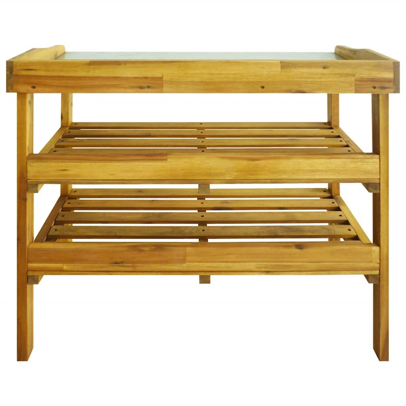 Pemberly Row Solid Acacia Wood With Zinc Liner Potting Bench in Natural