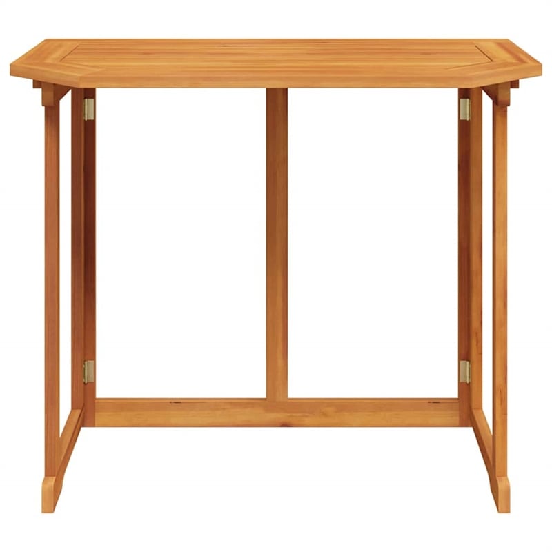 Pemberly Row Medium Foldable Solid Acacia Wood Balcony Table in Brown