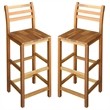 Pemberly Row Solid Acacia Wood Large Bar Chair Wood in Natural (Set of 2)
