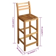 Pemberly Row Solid Acacia Wood Large Bar Chair Wood in Natural (Set of 2)