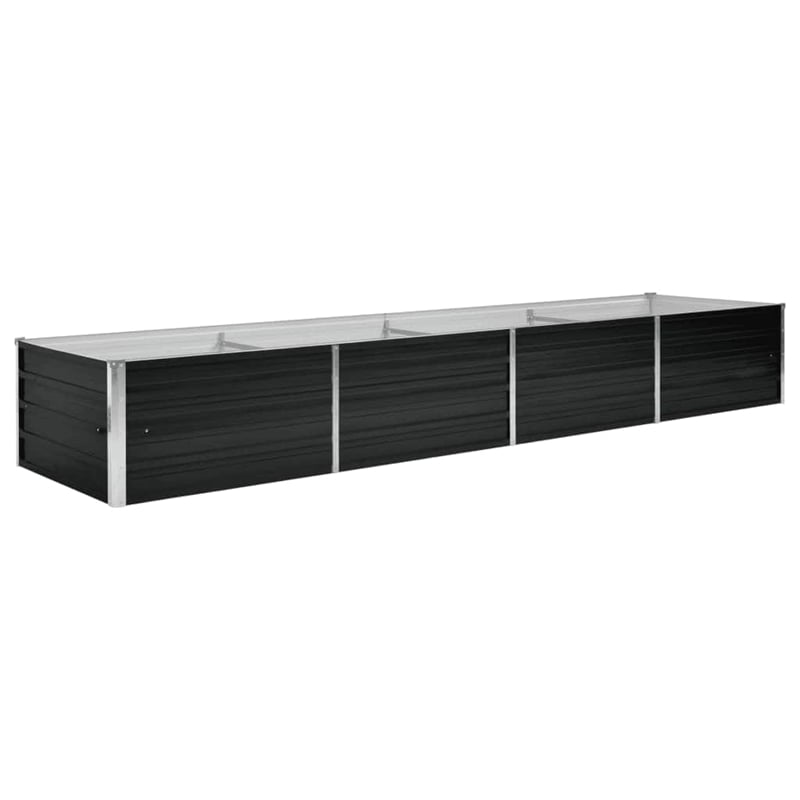 Pemberly Row Large Durable Galvanized Steel Raised Bed in Anthracite