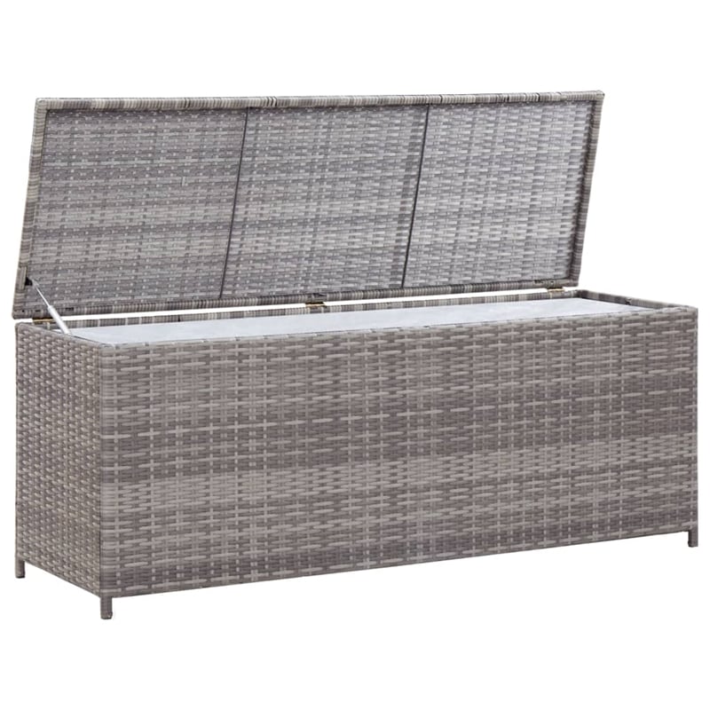 Pemberly Row Contemporary Rectangle Wicker Storage Chest in Gray