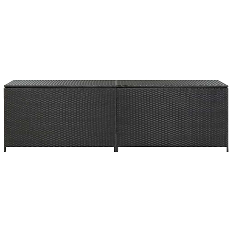 Pemberly Row Large Poly Rattan Powder-Coated Steel Storage Chest in Black