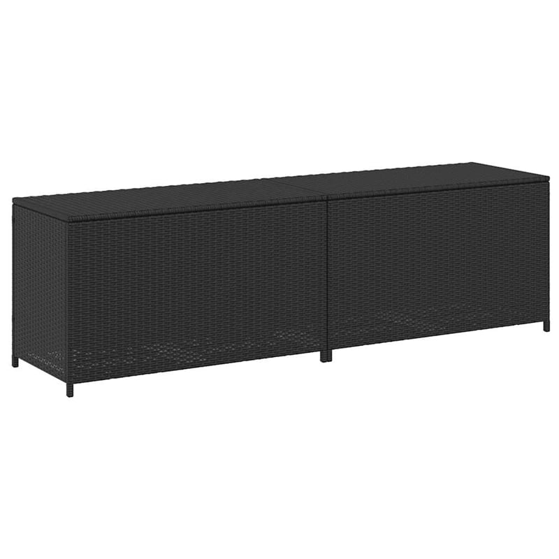 Pemberly Row Large Poly Rattan Powder-Coated Steel Storage Chest in Black