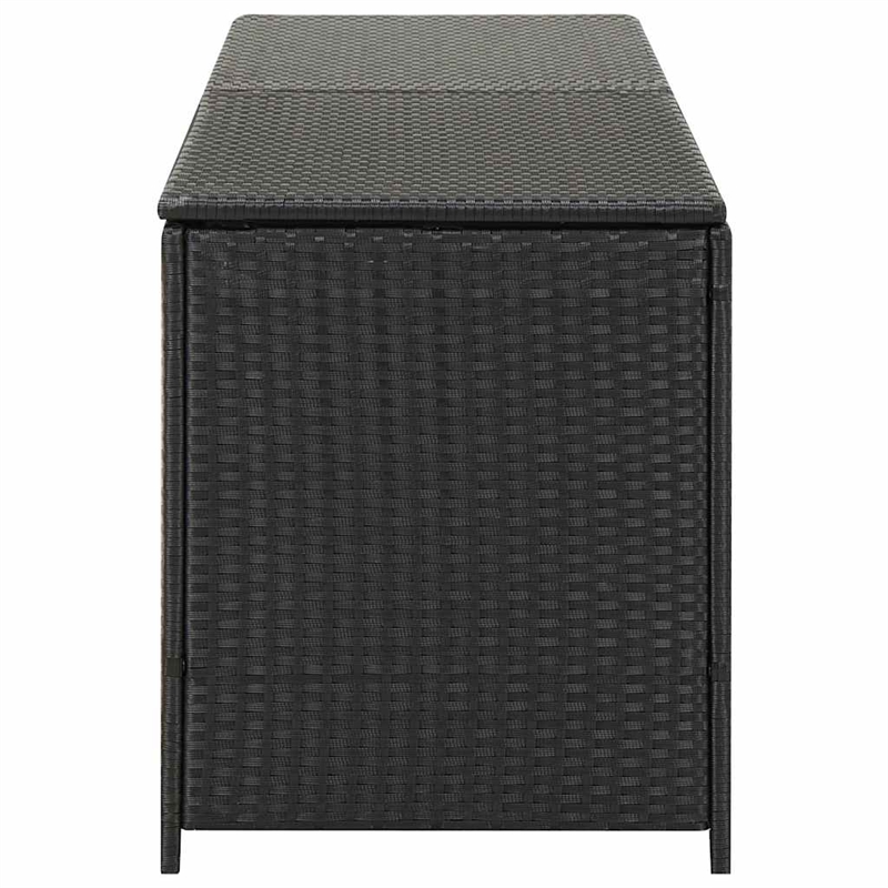 Pemberly Row Large Poly Rattan Powder-Coated Steel Storage Chest in Black