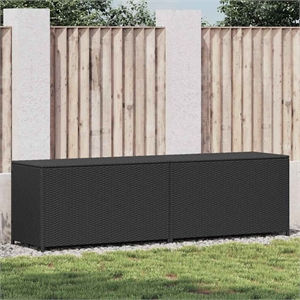 Pemberly Row Large Poly Rattan Powder-Coated Steel Storage Chest in Black