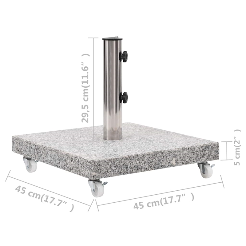 Pemberly Row Granite Base and Stainless Steel Tube Parasol Base in Grey