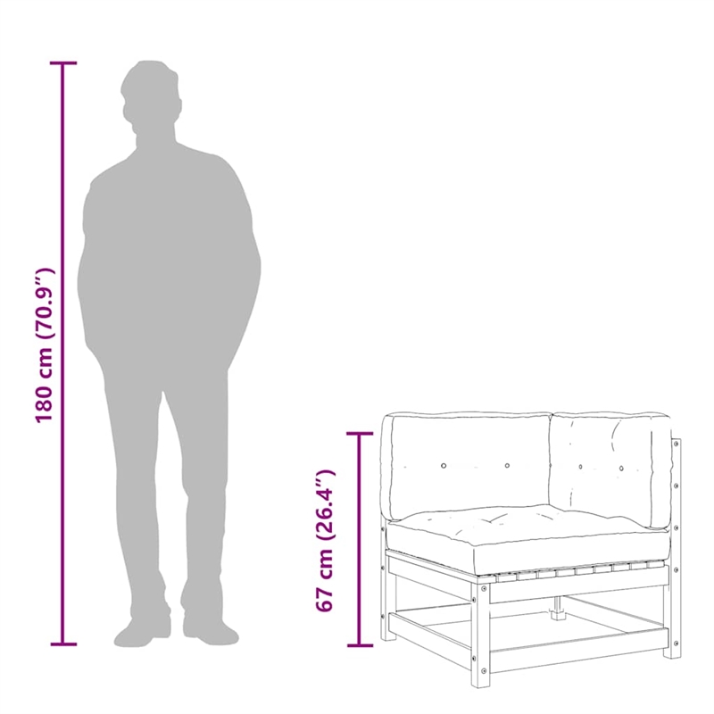 Pemberly Row Polyester 2-Seater Solid Pine Wood Modular Sofa in Gray