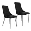 Pemberly Row Faux Leather and Metal Dining Chair Set of 2 Black and Chrome
