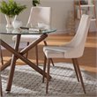 Pemberly Row Mid-Century Fabric and Metal Dining Chair Set of 2 Beigeand Walnut