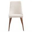 Pemberly Row Mid-Century Fabric and Metal Dining Chair Set of 2 Beigeand Walnut