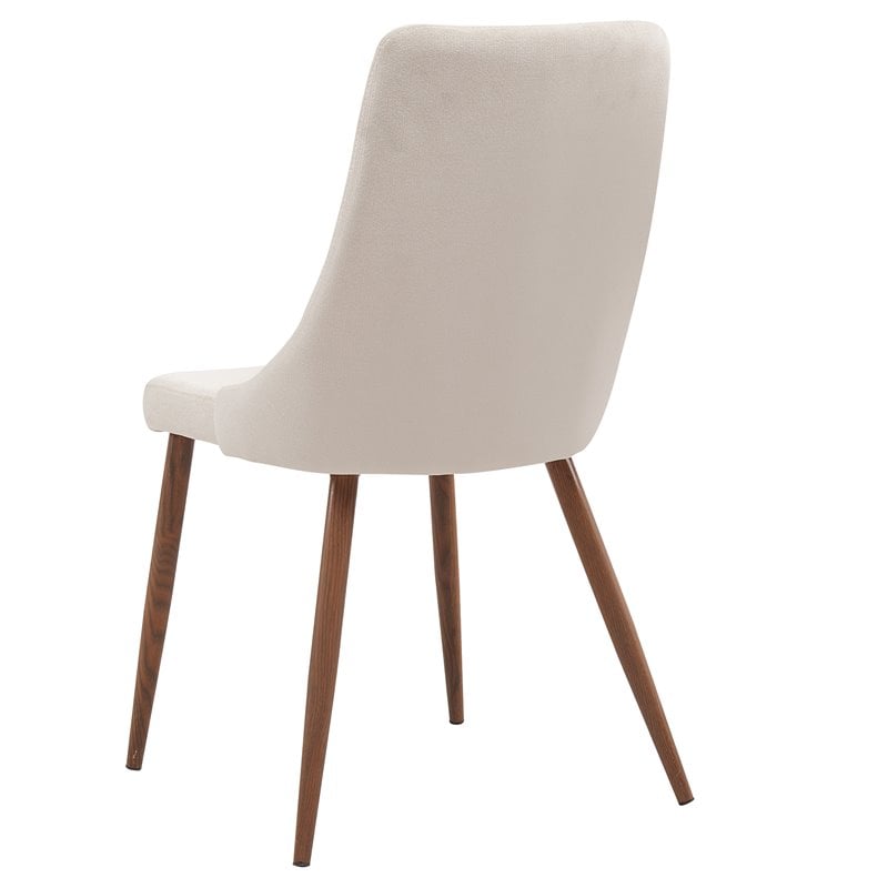 Pemberly Row Mid-Century Fabric and Metal Dining Chair Set of 2 Beigeand Walnut