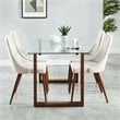 Pemberly Row Mid-Century Fabric and Metal Dining Chair Set of 2 Beigeand Walnut