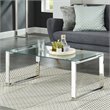 Pemberly Row Contemporary Stainless Steel and Glass Coffee Table Silver