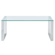 Pemberly Row Contemporary Stainless Steel and Glass Coffee Table Silver