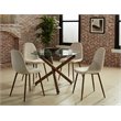 Pemberly Row Mid-Century Fabric and Metal Dining Chair Set of 4 Beigeand Walnut