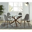 Pemberly Row Mid-Century Fabric and Metal Dining Chair Set of 4 Gray and Walnut