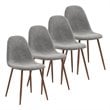 Pemberly Row Mid-Century Fabric and Metal Dining Chair Set of 4 Gray and Walnut