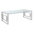 Pemberly Row Contemporary Stainless Steel/Glass Coffee Table in Silver/Clear