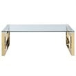 Pemberly Row Contemporary Stainless Steel/Glass Coffee Table in Gold/Clear