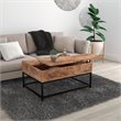 Pemberly Row Industrial Wood & Iron LiftTop Coffee Table Natural Burnt & Black