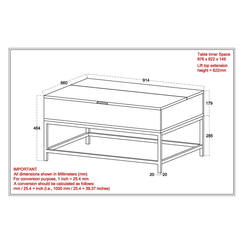 Pemberly Row Industrial Wood & Iron LiftTop Coffee Table Natural Burnt & Black